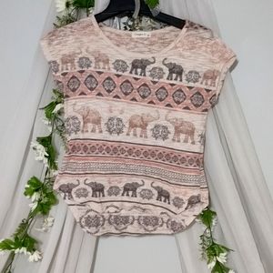Neutral tones Boho Elephant Shirt (Size S)